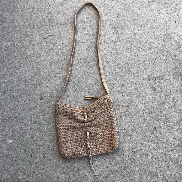 Lucky Brand Hobo Bag Natural‎ Cotton Slouchy Hippie Purse Tassel Indie Satchel - Picture 4 of 12